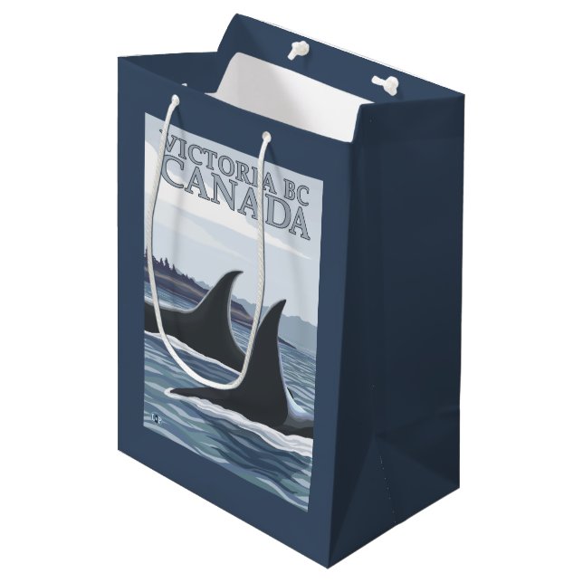 Schwertwal-Wale #1 - Victoria, BC Kanada Mittlere Geschenktüte (Vorderseite Schrägansicht)