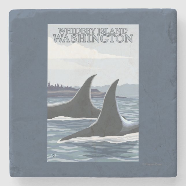 Schwertwal-Wale #1 - Whidbey, Washington Steinuntersetzer (Vorderseite)