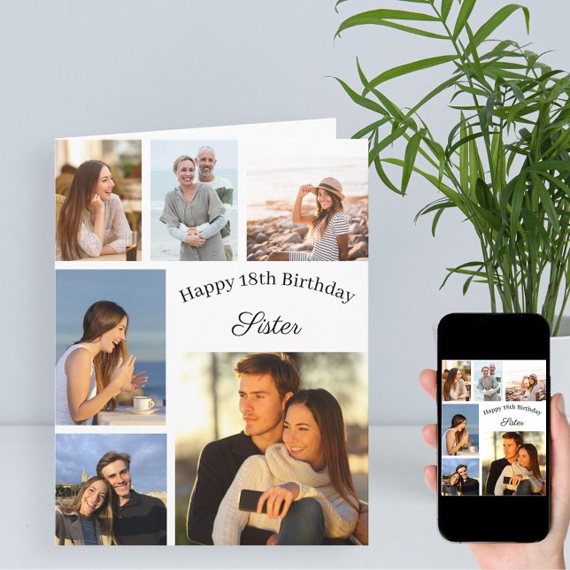 Schwester 6 Foto Collage jedes Alters großen Gebur Karte (Von Creator hochgeladen)