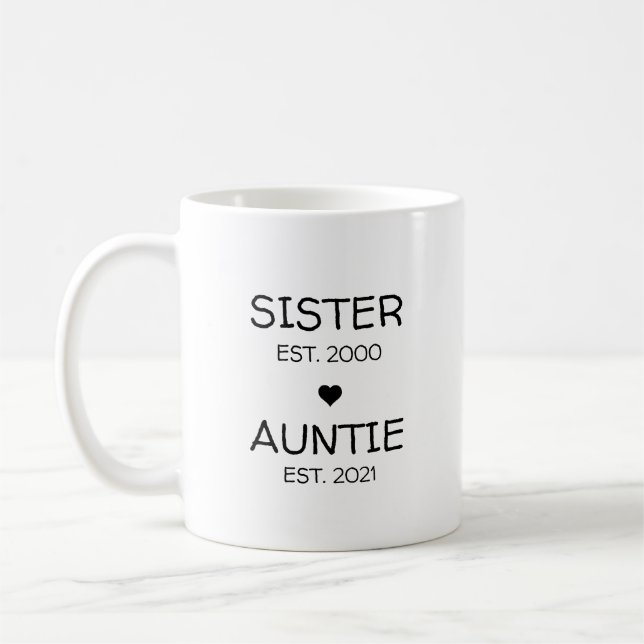 Schwester Auntie Schwangerschaft Ankündigung Baby  Kaffeetasse (Links)