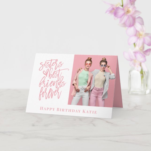Schwester Best Friends Forever Foto Rosa Geburtsta Karte (Orchidee)
