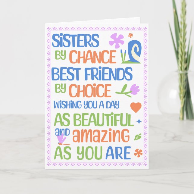 Schwester Birthday, 5 x 7 klappbare Karte (Vorderseite)
