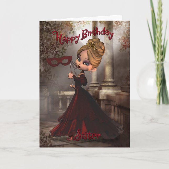 Schwester Birthday Card mit Moonies Süsse Pie Masq Karte (Vorderseite)