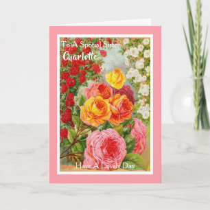Schwester Birthday Floral Hübsch Vintag Personalis Karte