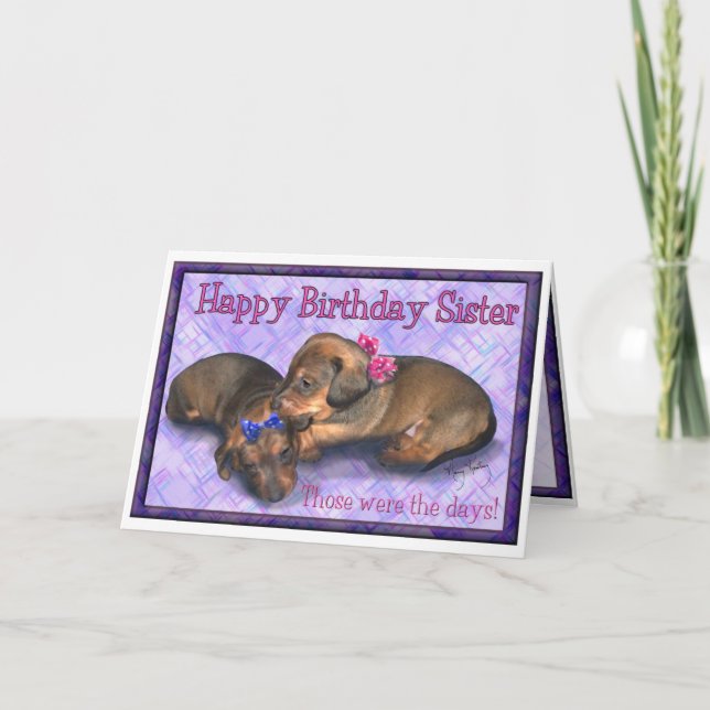 Schwester Birthday Zwei kleine Schwestern der Dack Karte (Vorderseite)