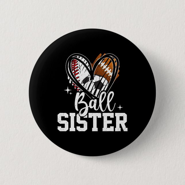 Schwester Byll Bysebyll Fußballschwester Herz  Button (Vorderseite)
