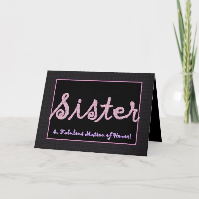 SCHWESTER danken Ihnen Matrone der Ehre - karierte Dankeskarte (Vorderseite)