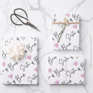 Schwester der Braut Geschenkpapier Flachblatt-Set  Set