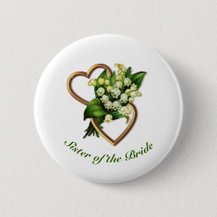 Schwester der Braut mit Lilies und Herz Button