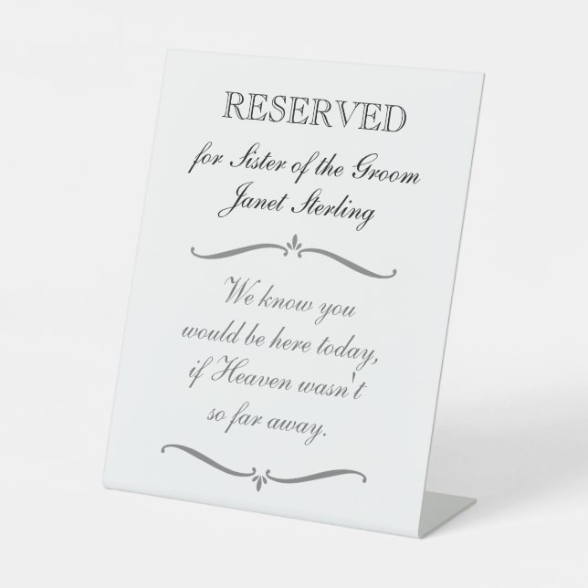 Schwester der Groom vorbehaltenen Gedenkfeier Sockelschild (Vorderseite)