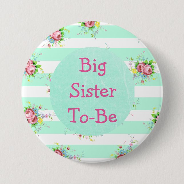Schwester des Babyduschknopfes Minze grün pink Button (Vorderseite)
