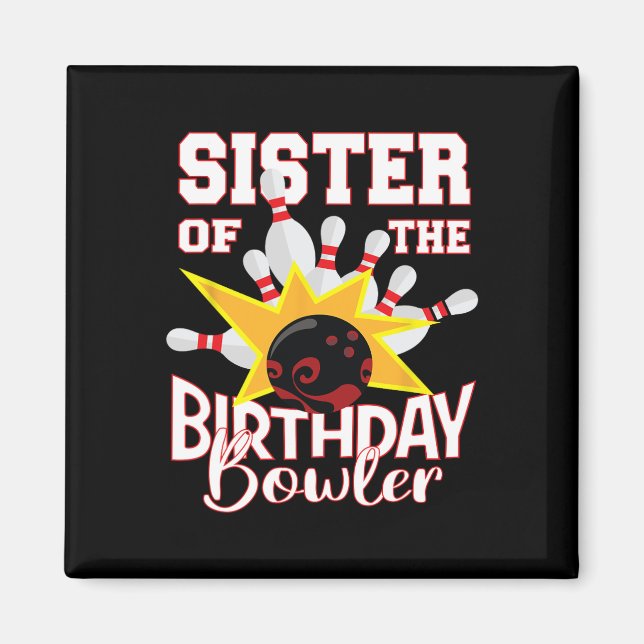 Schwester des Bowler Kid Bowling Party Magnet (Vorne)