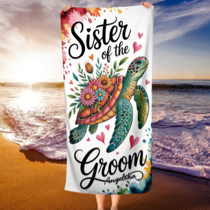 Schwester des Bräutigams Wasserfarben-Blumen-Schil Strandtuch