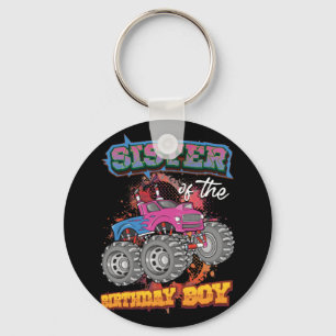 Schwester des Geburtstagsjungen Monsters Truck Bir Schlüsselanhänger