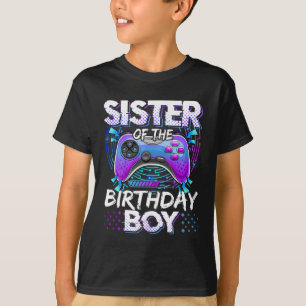 Schwester des Geburtstagsjungen Videospiel Lustige T-Shirt