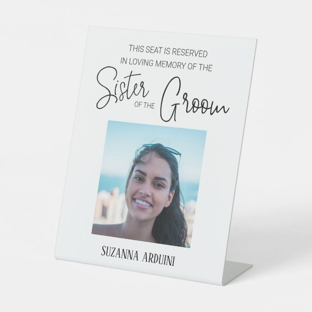 Schwester des Groom Memorial Foto vorbehalten Hoch Sockelschild (Vorderseite)