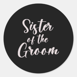 Schwester des Groom-T-Shirt-Hochzeitsmannes der Gr Runder Aufkleber