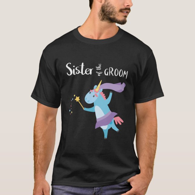 Schwester des Groom Unicorn Junggeselinnen-Abschie T-Shirt (Vorderseite)