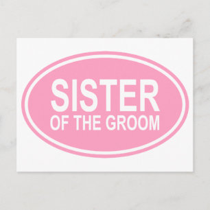 Schwester des Groom Wedding Oval Pink Postkarte