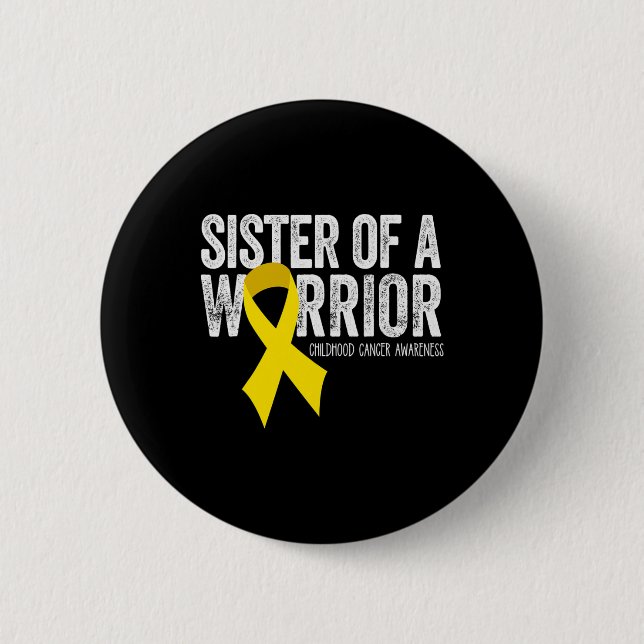 Schwester eines Kriegers Kinder-Krebs-Bewusstsein  Button (Vorderseite)