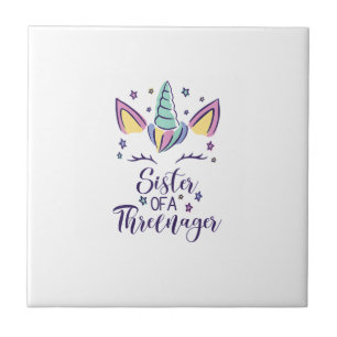 Schwester eines Threenager-Mädchens 3. Geburtstag Fliese