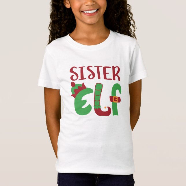 Schwester Elf Weihnachtsmann T - Shirt (Vorderseite)