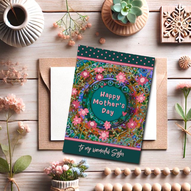 Schwester Floral hört Hübschen einzigartigen Mutte Karte (Von Creator hochgeladen)