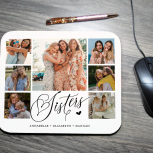 Schwester Foto Collage Typografie Keepake Mousepad