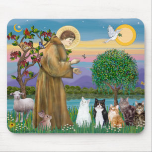 Schwester Frances segnet 5 Katzen Mousepad
