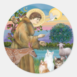 Schwester Frances segnet 5 Katzen Runder Aufkleber