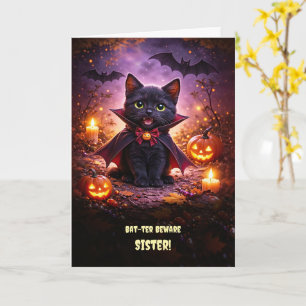 Schwester Frohes Halloween Süß und Lustig Karte