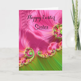 Schwester/fröhliche Ostern - Rosa/Limones grünes Feiertagskarte