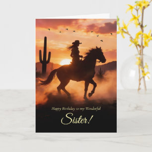Schwester Geburtstag Süß Lustig Country Western Co Karte