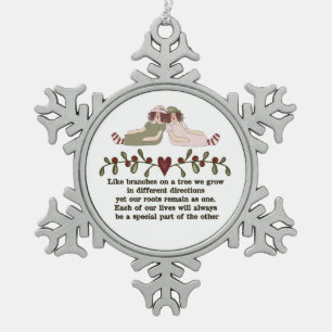 Schwester-Gedicht-Feiertags-Weihnachts-Schneeflock Schneeflocken Zinn-Ornament