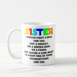 Schwester Geschenke, lustiges Schwestergeschenk, S Kaffeetasse