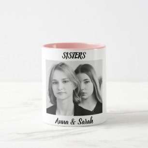 Schwester-Geschenktasse mit Foto & Name – Rosa Tas Tasse