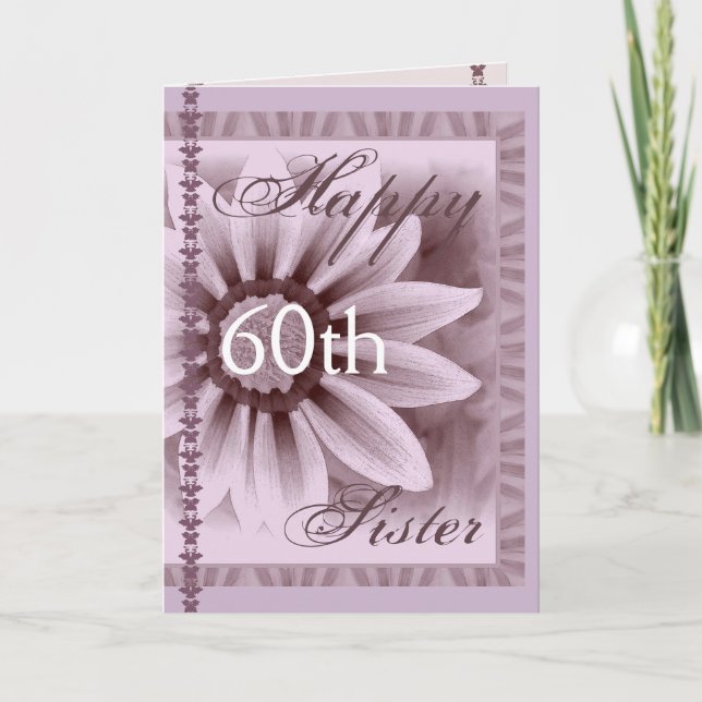 SCHWESTER - glücklicher 60. Geburtstag - LAVENDEL Karte (Vorderseite)