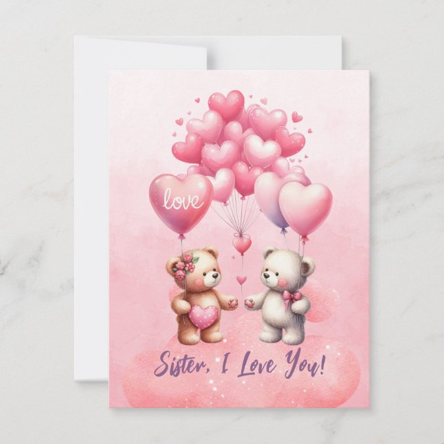 Schwester, ich Liebe Sie Valentine Feiertagskarte (Vorderseite)
