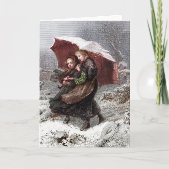 Schwester im Winter Feiertagskarte (Vorderseite)