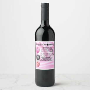 Schwester in Law Gedicht Flasche Label 60. Geburts Weinetikett