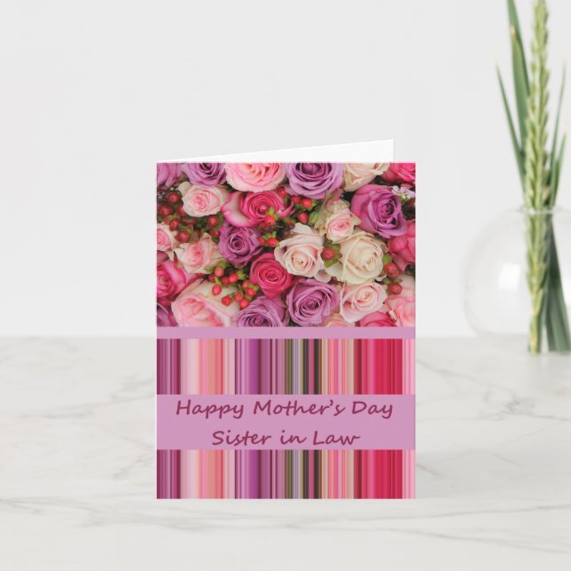 Schwester in Law Happy Mother's Day Rose Card Karte (Vorderseite)
