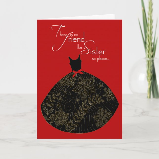 Schwester, ist meine Brautjungfer Einladung (Vorderseite)