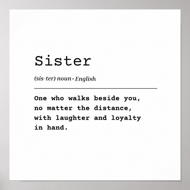 Schwester - Lachen & Loyalität Poster (Vorne)