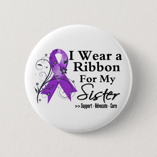 Schwester Lila Ribbon - Bauchspeicheldrüsenkrebs Button (Vorderseite)