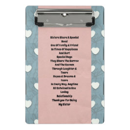 Schwester Marshmallow Herz Mini Klemmbrett