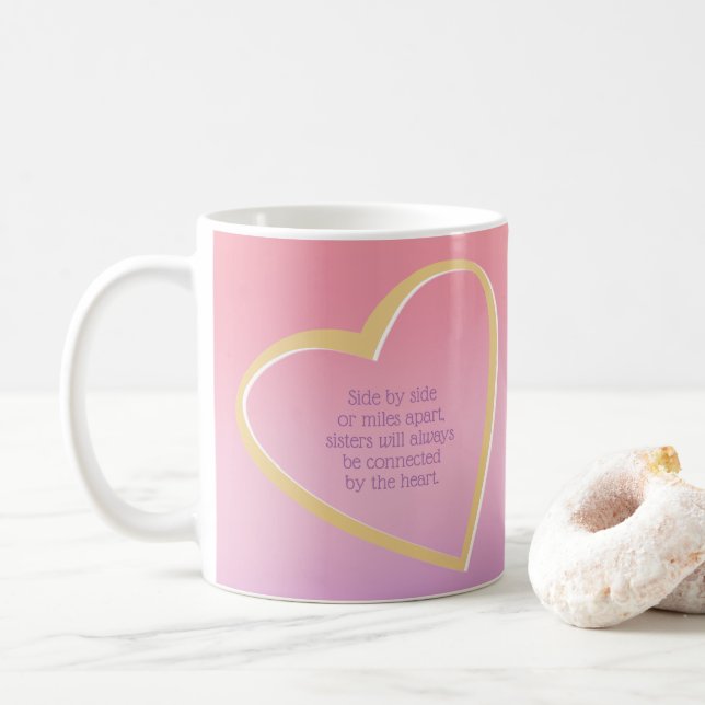 Schwester-Meilen auseinander Kaffeetasse (Mit Donut)