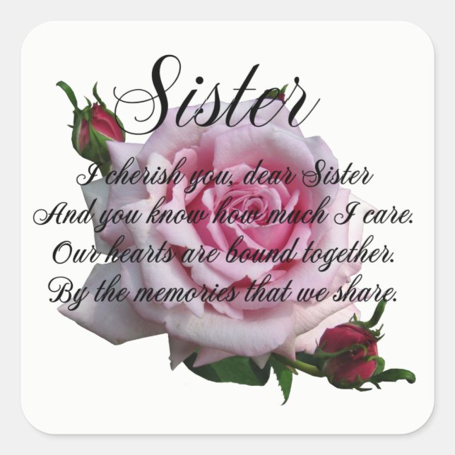 SCHWESTER QUADRATISCHER AUFKLEBER (Vorderseite)