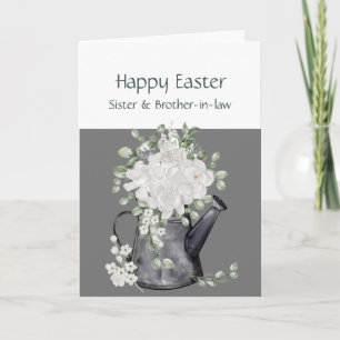 Schwester & Schwager Ostern Weiße Blumen Feiertagskarte