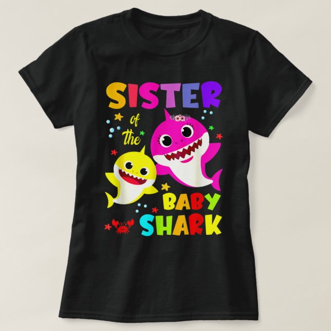 Schwester Shark Birthday Sister Hai Familie Mutter T-Shirt (Design vorne)