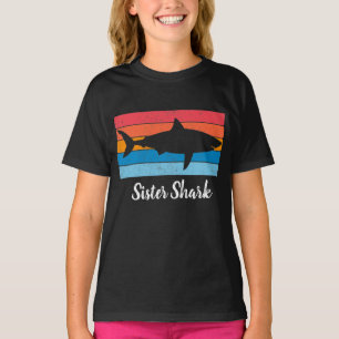 Schwester Shark Simple Shark Cutout Vintag Retro T-Shirt
